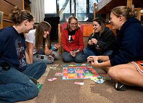 women in dorm room