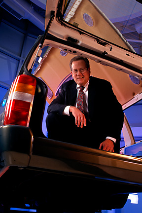 Auto executive in vehicle, detroit corporate photographer