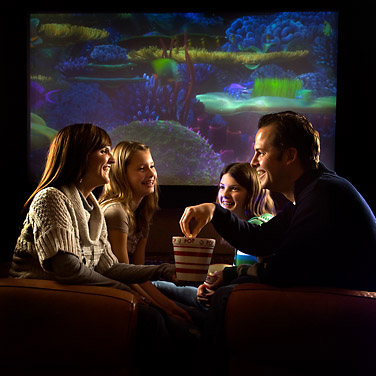 Family in home theater