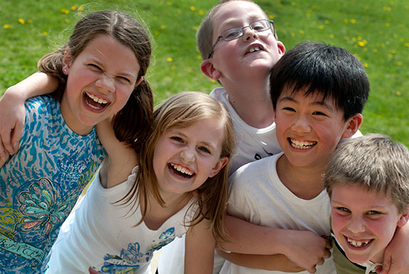 laughing children on school playground